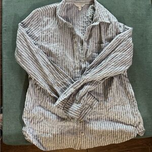 Lucky Brand Women’s Blue Striped Button Down Shirt